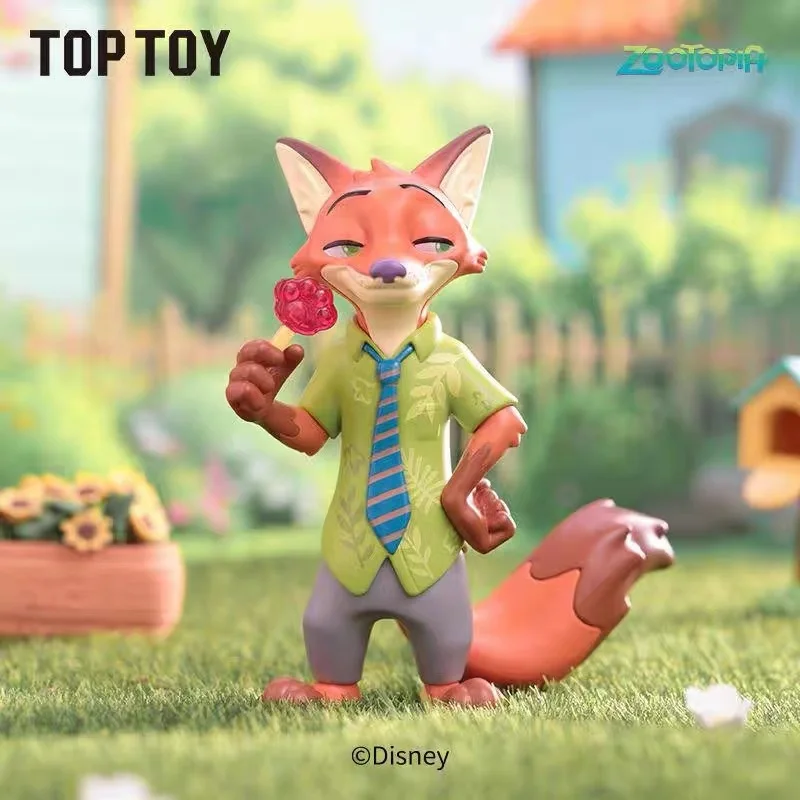 Boîte aveugle du monde Floral originale Disney Zootopia, figurines Judy & Nick, thème floral mignon, décor de bureau, jouet de collection, cadeau pour les Fans