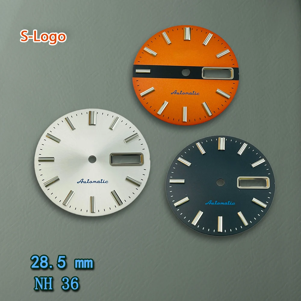 

S S логотип 28,5 мм серебристый циферблат подходит для NH36/4R36 механизм зеленый светящийся часов модификация аксессуары инструмент для ремонта ﻿