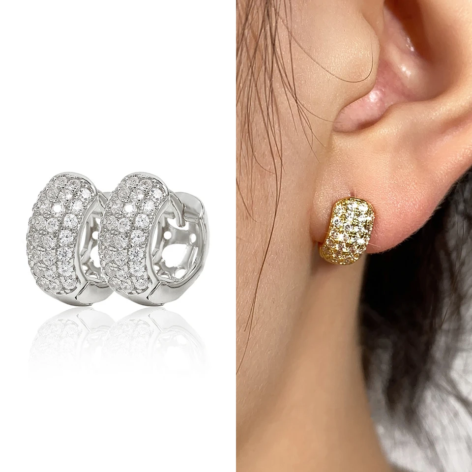 Uilz Stainless Steel Hoop Earrings For Men Women Shiny Zircon Small Huggie Cartilage Earring Punk Helix Tragus Piercing Jewelry