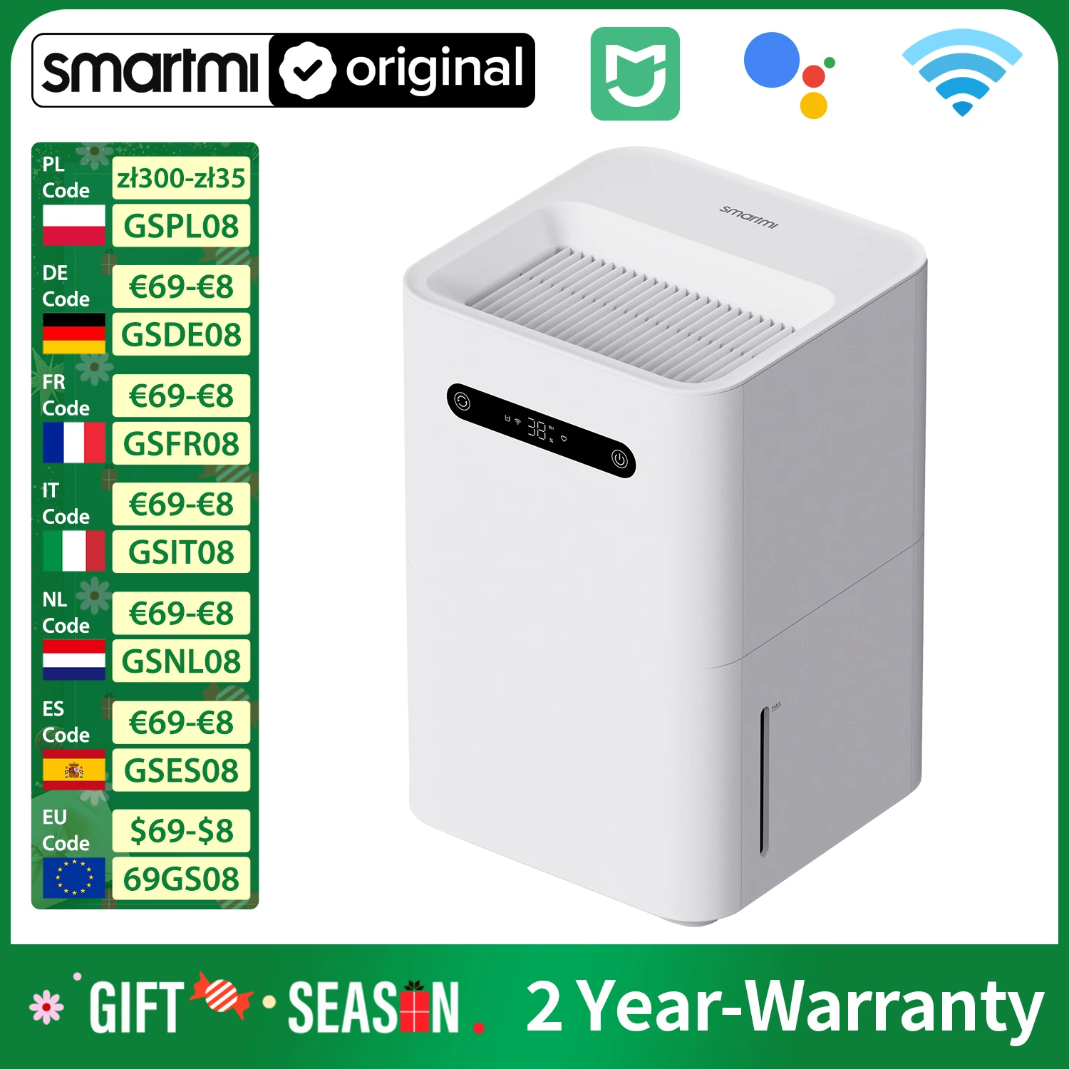 Smartmi Evaporative Humidifier 3 CJXJSQ05ZM - No-mist Evaporation Voice/App Control for Large Rooms up to 50m² Quiet Sleep Mode