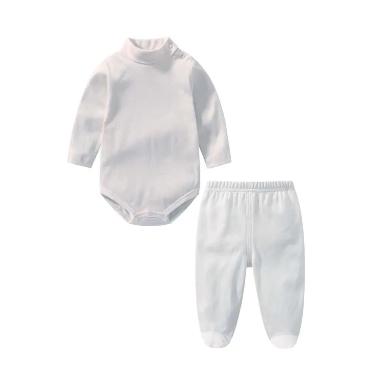 

Baby Boy Girl Clothes Long Sleeves Turtleneck Bodysuits and Bind Foot Pants 2Pcs/Sets Cotton Autumn Newborn Clothes 0-12 Months