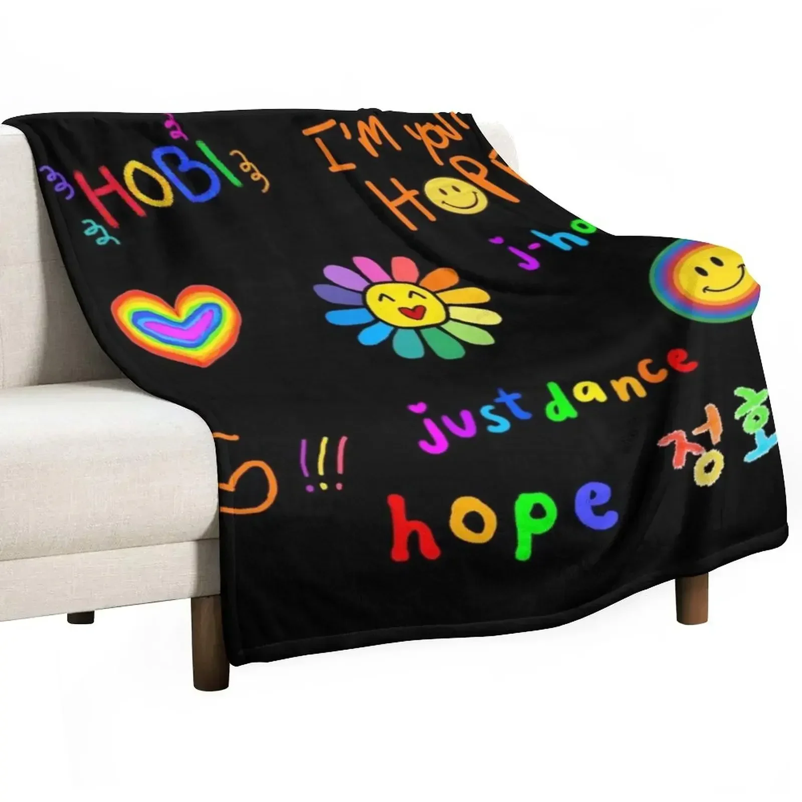 jhope rainbow Throw Blanket Loose Multi-Purpose Tourist Single Blankets