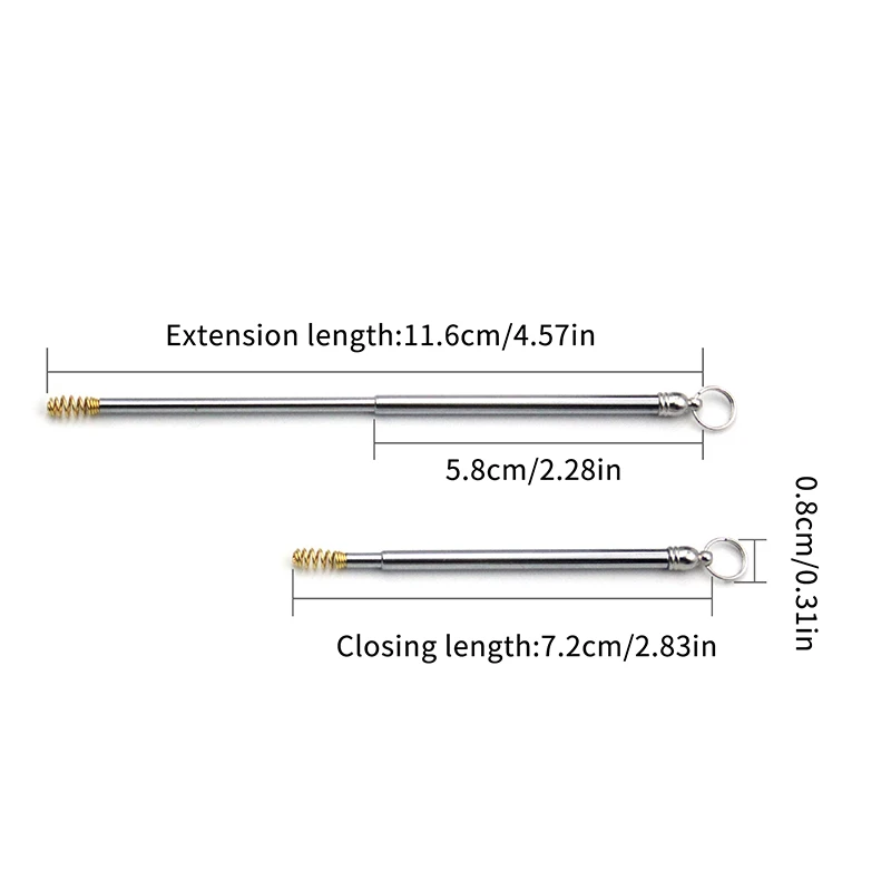 1PCPortable Spring Scalable Brass EarSpoon Ear Wax Remover Curette Mini Ear Cleanning Tool Keychain Pendant Reusable Ear Cleaner - Image 6