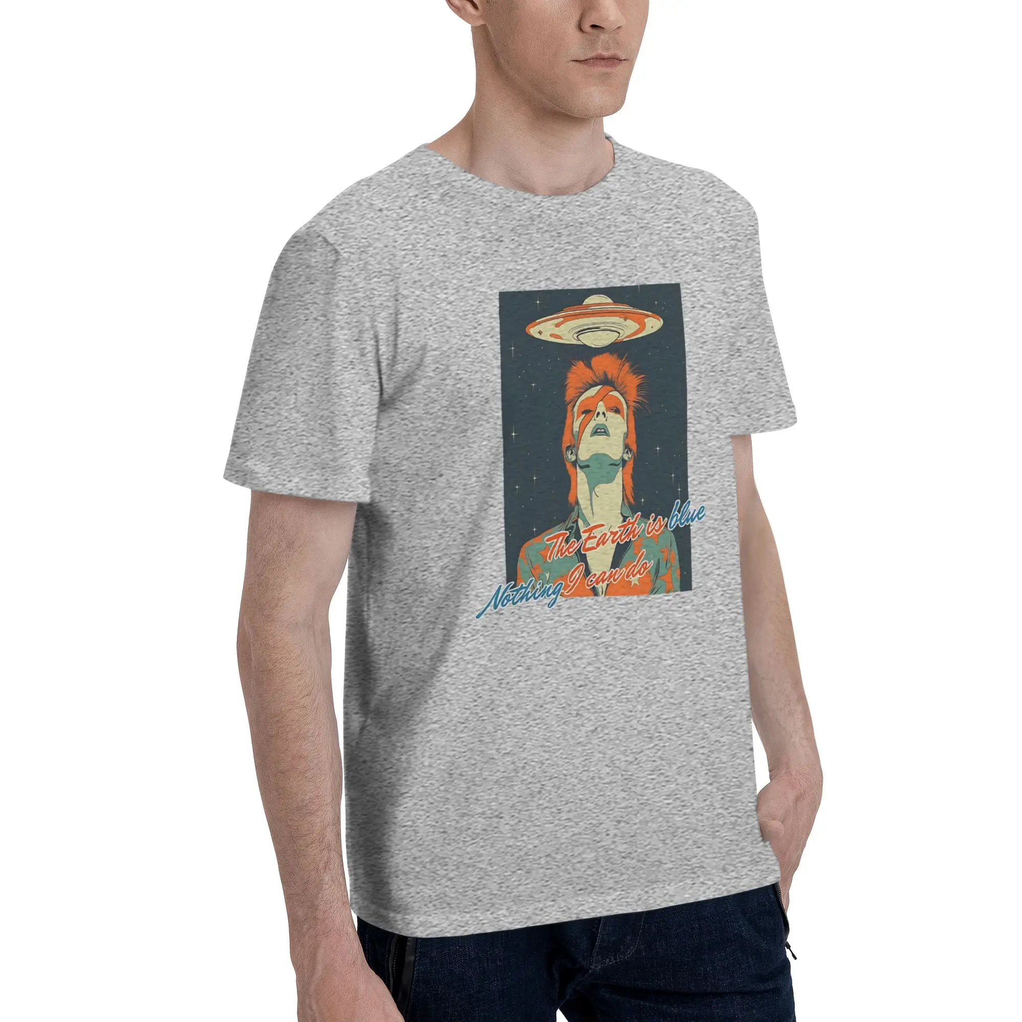 1 Piece Music Novelty 100% Cotton T-Shirt Aladdin Sane Tops Tees For Men