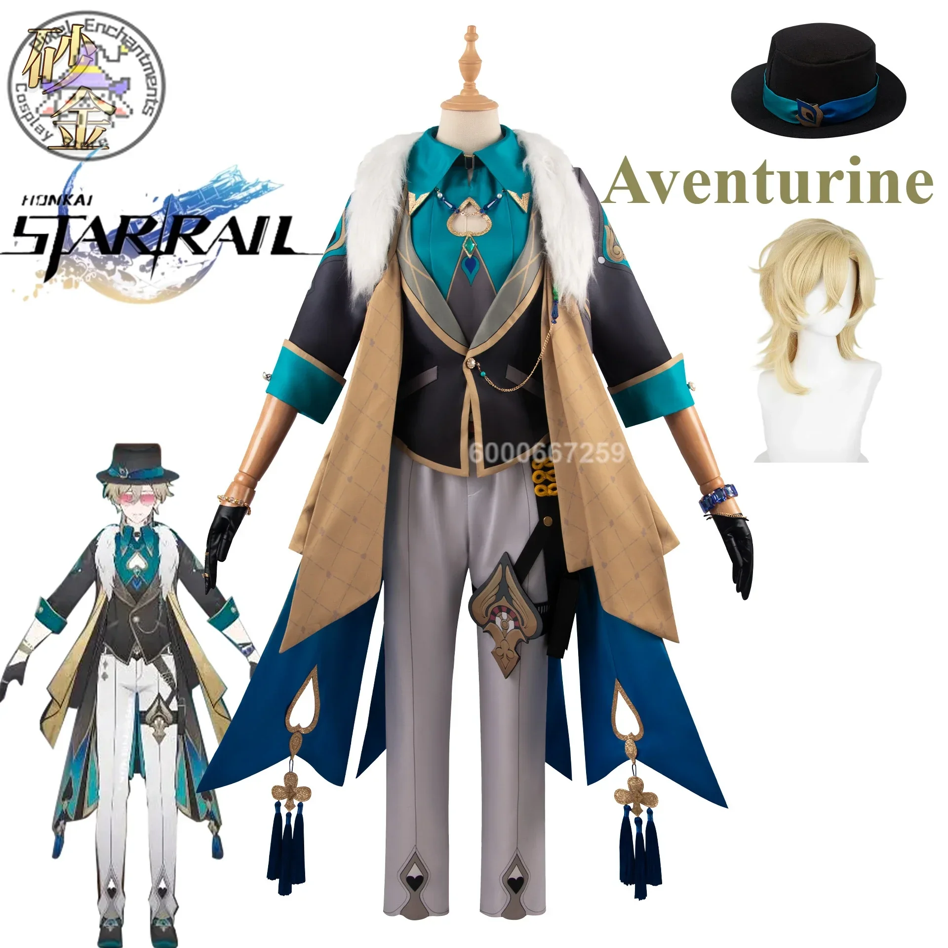 

Honkai Star Rail Game Aventurine Cosplay Costume Men Watch Hat Wig Watches Character Outfits Halloween Comic Con Clothing