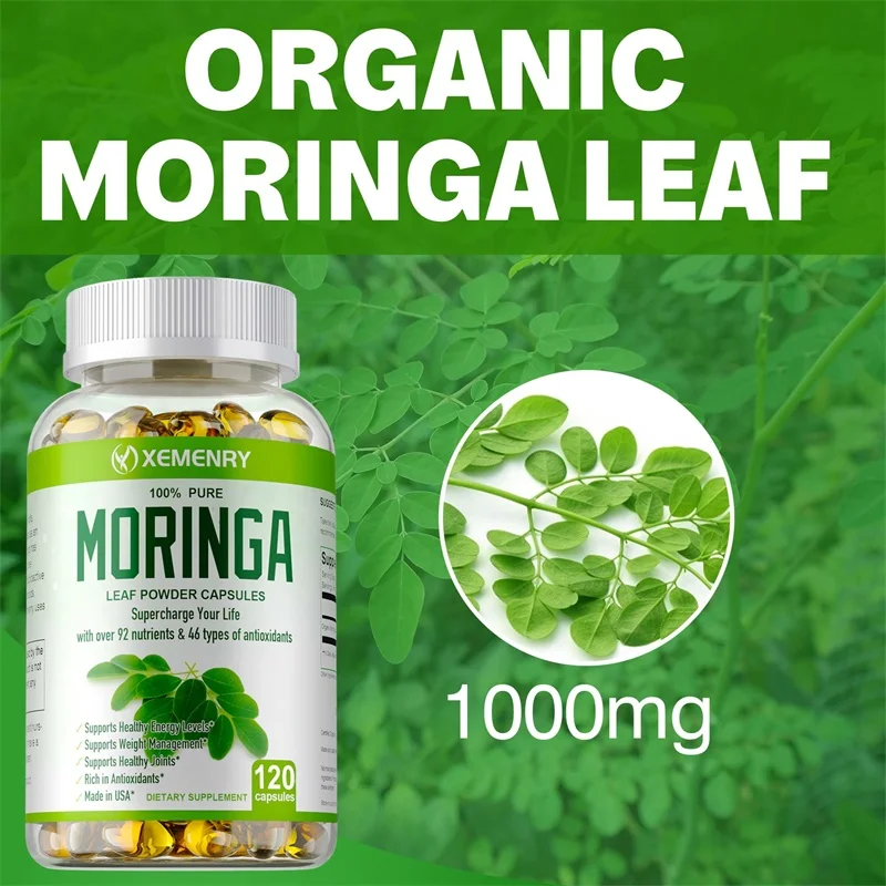 

Organic Moringa Capsules - Supports Immune System, Boosts Energy, Promotes Metabolism, Healthy Weight Management