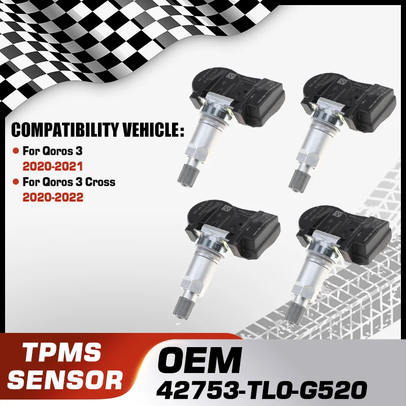 

42753-TL0-G520 TPMS Tire Pressure Monitor Sensor System For Qoros 3 2020-2021 Qoros 3 Cross 2020-2022 42753-TL0-G520-M1 433 MHz