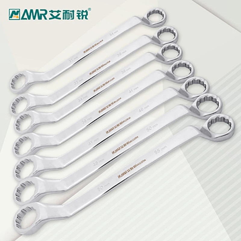 Double End Box End Wrench Offset Ring Spanner Chrome Vanadium Steel Garage Workshop Repair Hand Tool Metric 6-36mm