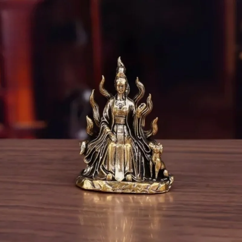 Brass Blue Hill Nine Tailed Fox Statue Ornament Nine Girls Home Decoration