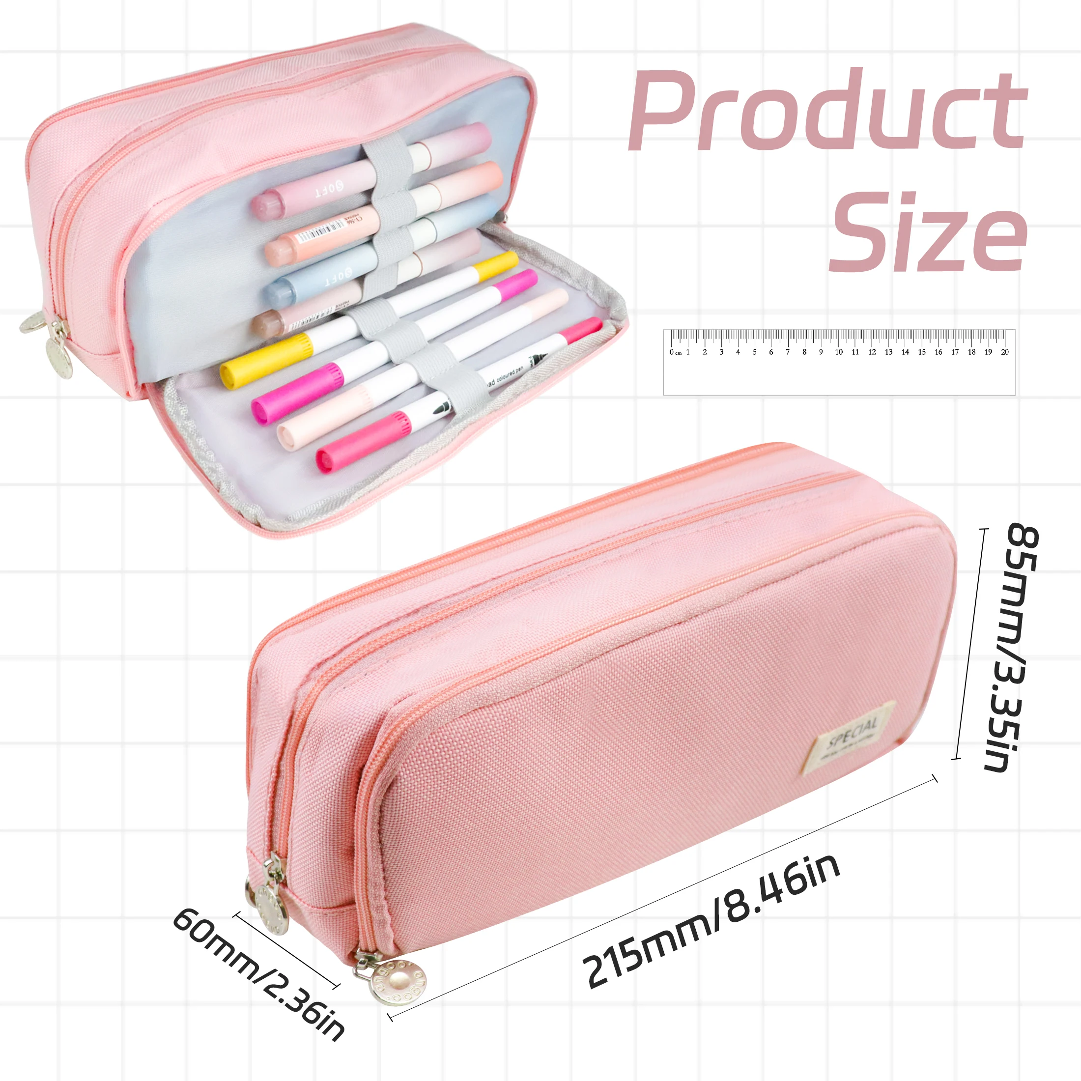 Imagem -02 - Kawaii Three Layer Pencil Case Bolsa de Grande Capacidade para Meninas e Meninos Papelaria de Volta às Aulas Material Escolar