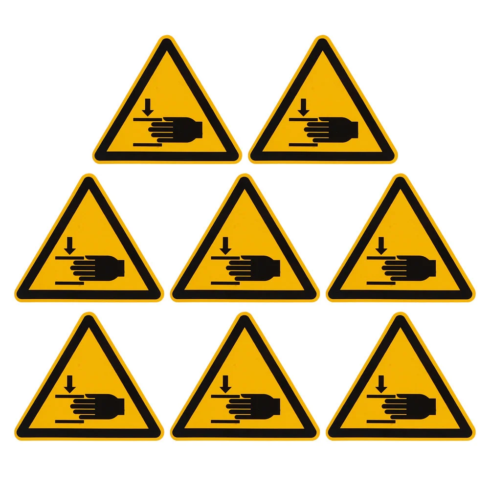 8 PCS Safety Warning Labels Machinery Hazard Stickers Nail Hand Self-adhesive Vinyl Caution