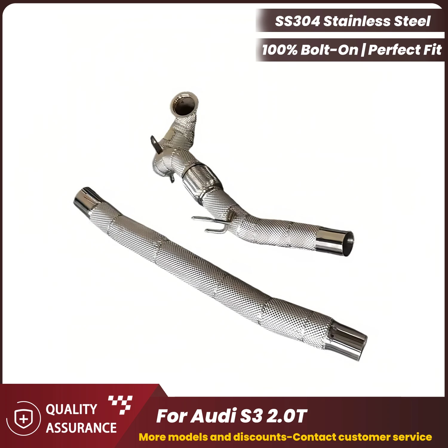 

ECCF Sports Downpipe With Heat Shield For Audi S3 2.0T Aggressive Exhaust Sound High Flow Performance Upgrade