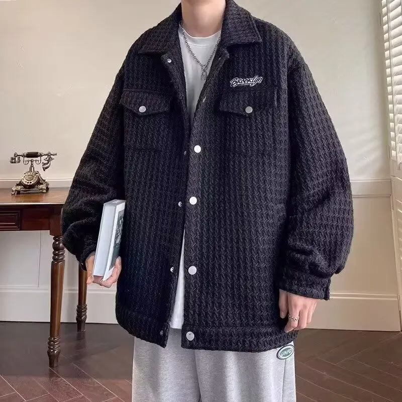 

plus Size Men's Workwear Jaet Autumn Winter Trendy Striped Lightweight Luxury Small Fraance Jaet Haome Fat Men Coat