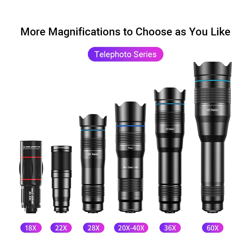 APEXEL Telephoto Lens Series HD 36X 60X Phone Camera Zoom Monocular Telescope Lenses + SelfieTripod With Remote For Smartphones