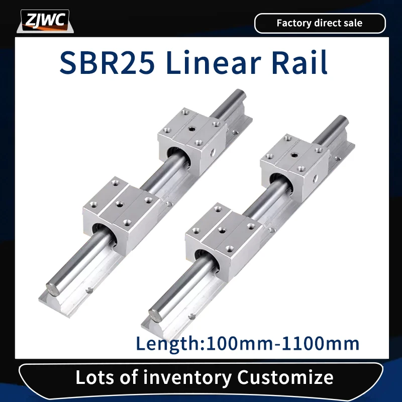 

Linear Rail Set SBR25 200 300 400 500 600 800 1000 1100mm 2PCS Linear Guide+4PCS Block Bearing SBR25UU SBR25LUU For CNC Parts