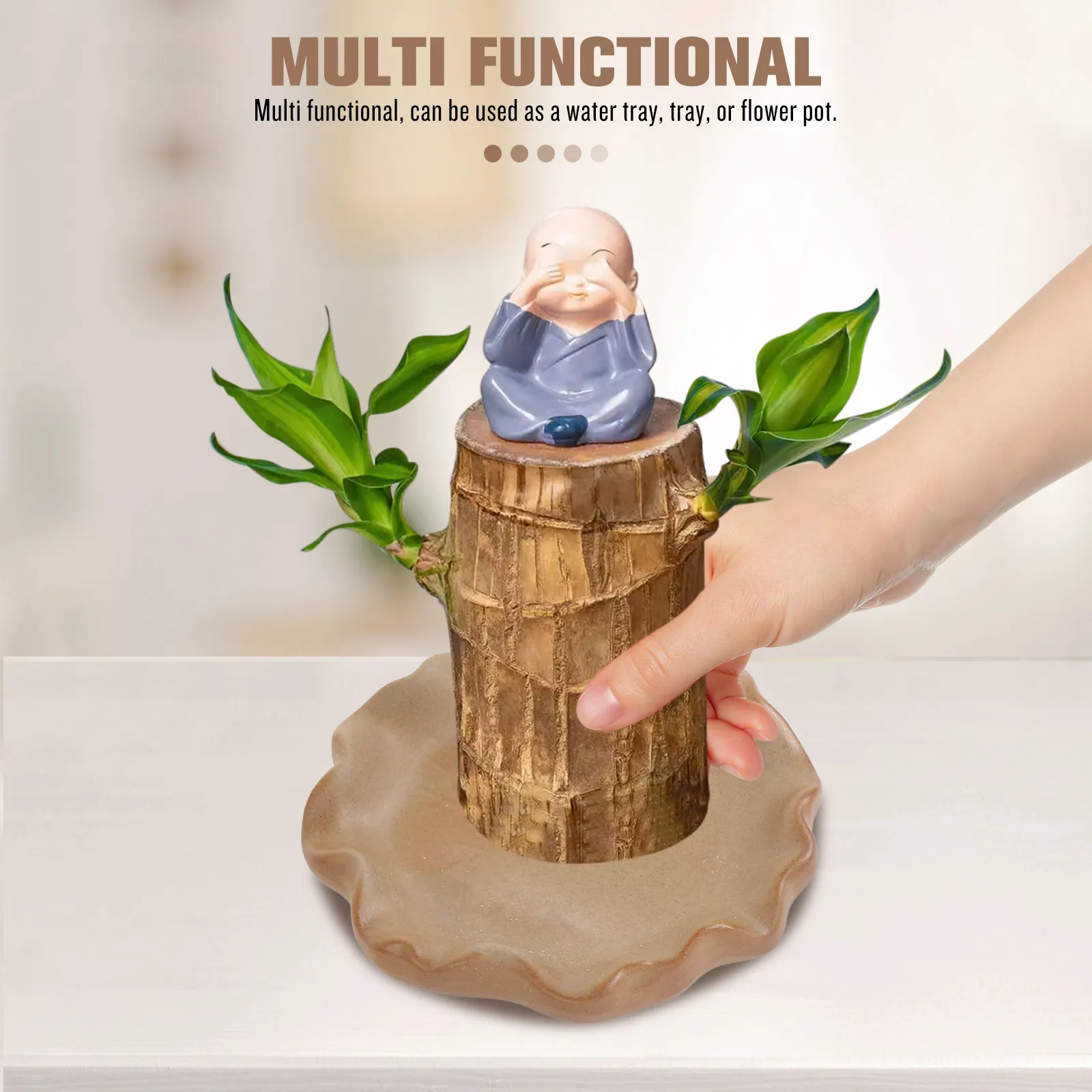 Heavy Duty Ceramic Plant Saucer Drainage Tray for Flower Pots Indoor Outdoor Use Non-Slip Water Catcher for Potted Plants Bonsai