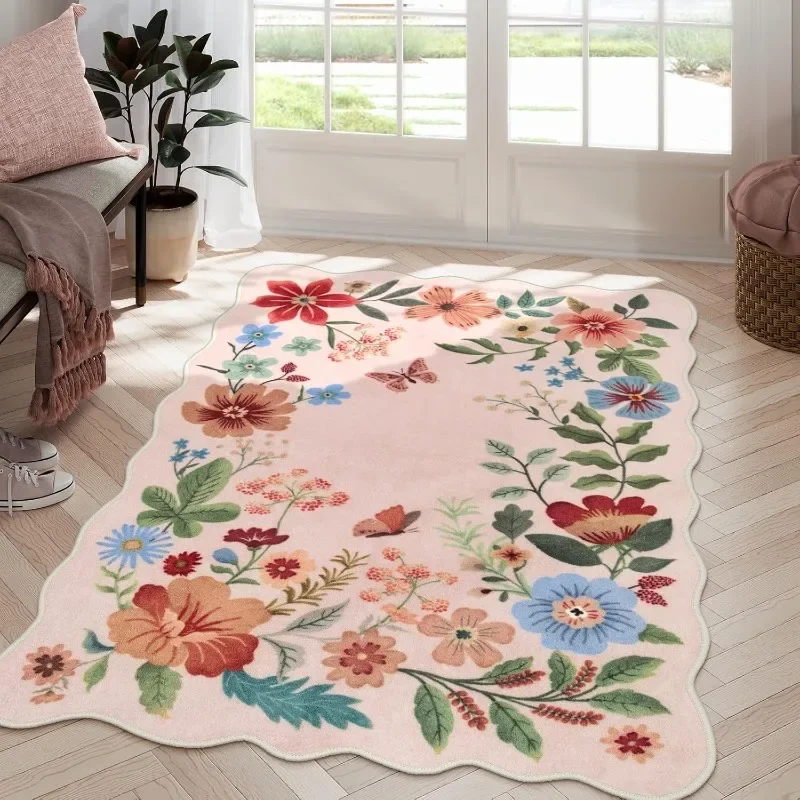 

Irregular Living Room Carpet Retro Floral Bedroom Bedside Plush Rugs Creative Fashion Luxury Large Area Sofa Mats Ковер Tapete