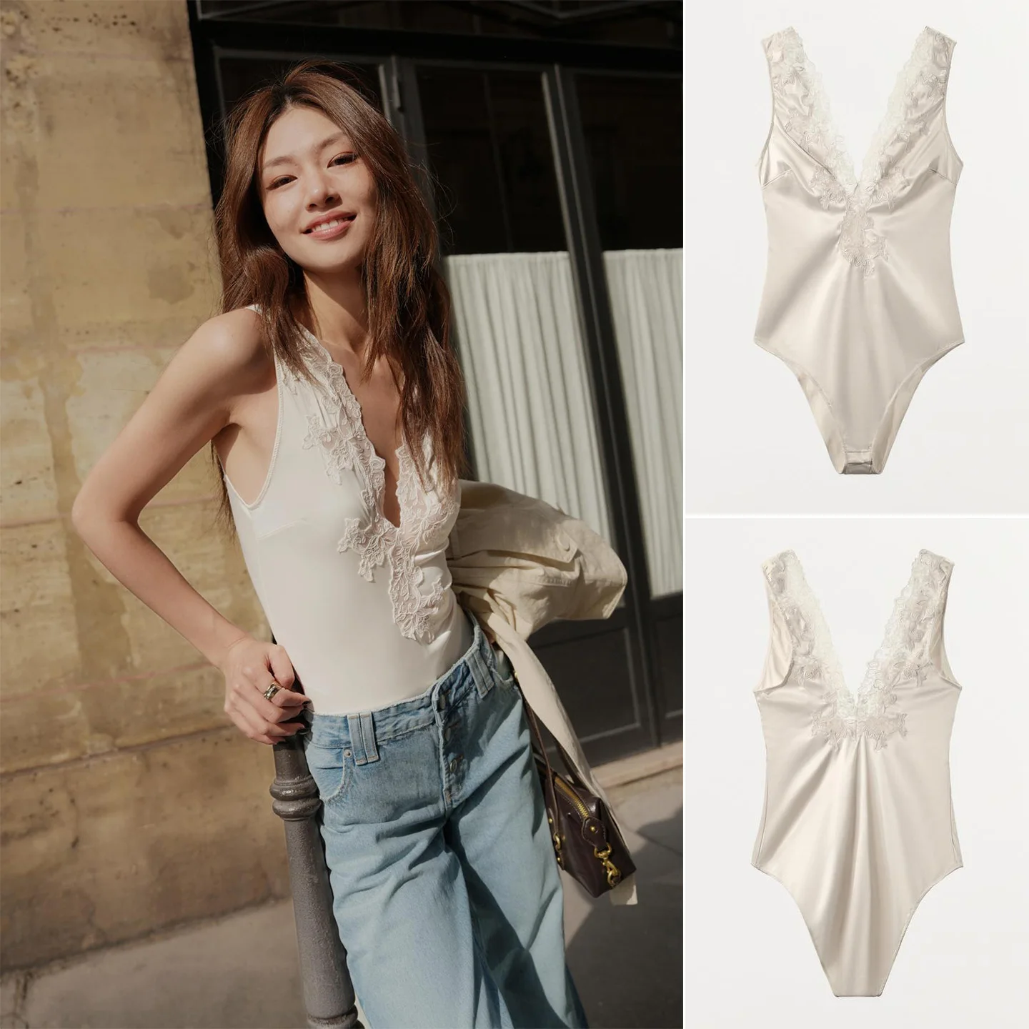 

Новинка Весна: Женский кружевной шелковый атласный комбинезон без рукавов, оригинальный дизайн, прямой крой, средняя талия, короткие шорты, полиэстер...