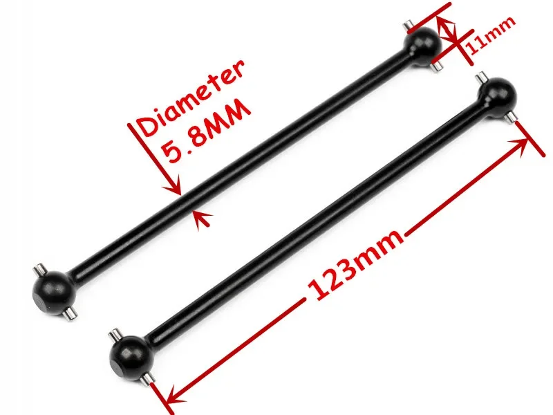 Eixo de transmissão super resistente de aço endurecido, 2 peças 11x123 para HPI SAVAGE FLUX HP XL 5.9 86246 RC peças de atualização