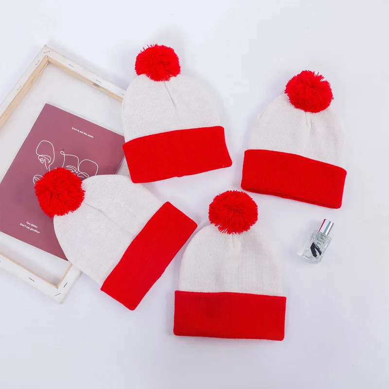 

Where's Wally Waldo Red White Knitted Hat Cosplay Halloween Christmas Gift Winter Warm Thick Cap Women And Men Valentine's Hats