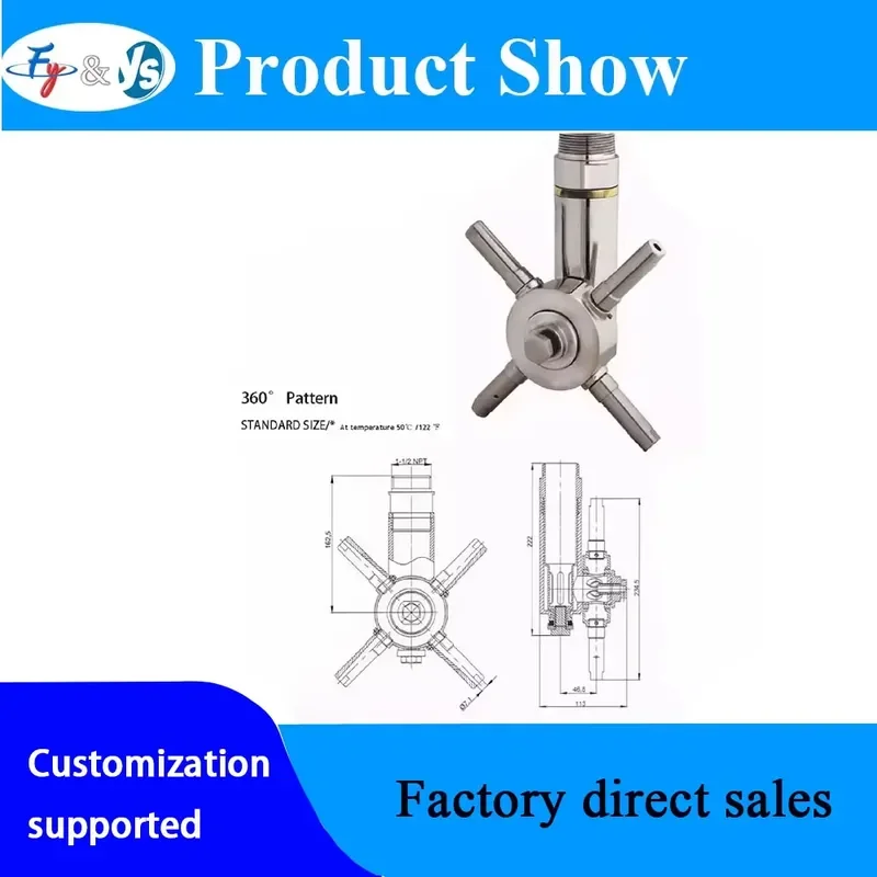 Stainless Steel Sewer Drain Jet Nozzle, 3D Rotating Tank Washing Cleaning Nozzle, Kt599 Bottle Cleaning Nozzle