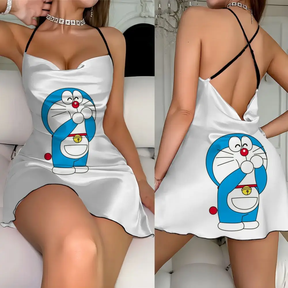 2024 Summer Cute Sexy dress Doraemon Element Print Elegant Party dress 2024 dress Women Pure Lust Fashion Summer Ladies