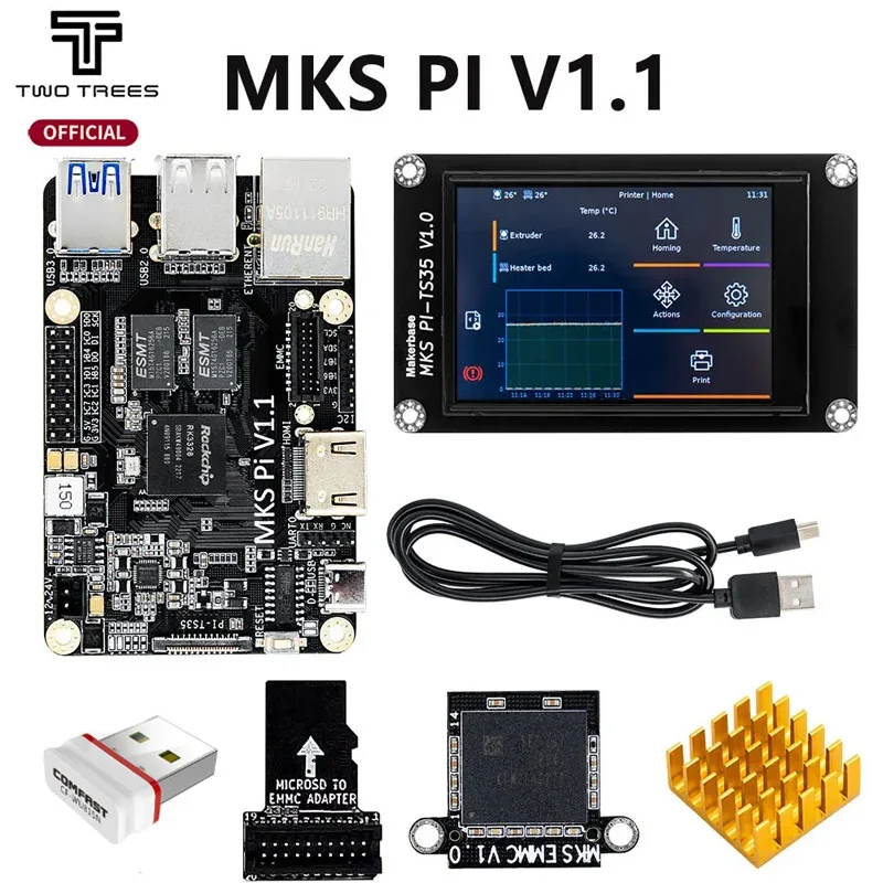 

Makerbase MKS PI плата с четырёхъядерным процессором, 64 бита SOC бортовой работает Klipper & KlipperScreen для Voron VS Raspberry Pi Raspberry RPI