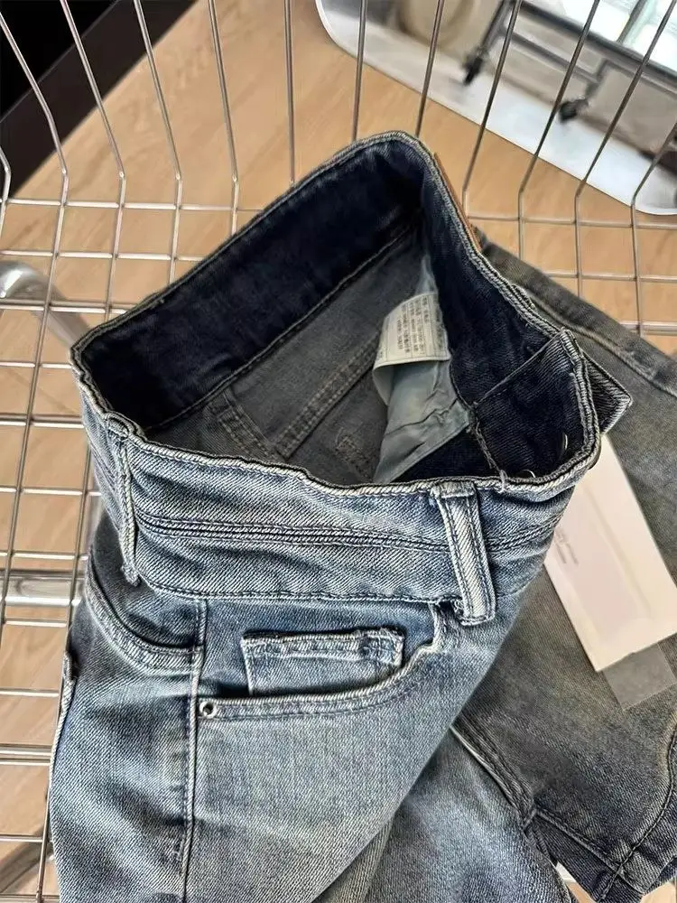 Shorts de Denim Retro Americano para Mulheres 2026 Novos Shorts de Verão de Cintura Alta com Stretch Femininos para Trabalho