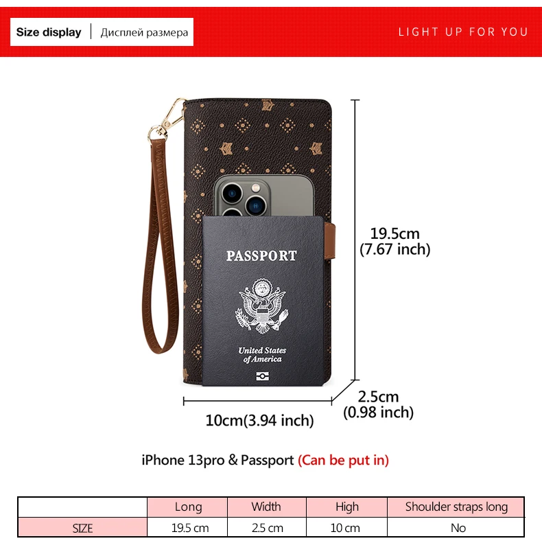 FOXER Damen-Langbörse mit Vintage-Print, Handgelenktasche, Große Kapazität, Multi-Kartenhalter, Telefon-Clutch, Geschenkbox für Damen – Detail 9