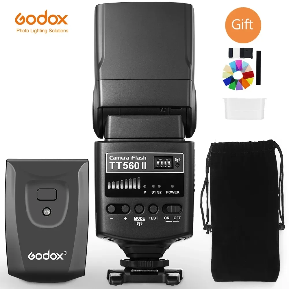 

Godox TT560II Wireless 433MHz GN38 Camera Flash Speedlite Light Compatible for Canon Nikon Sony Olympus Pentax Fuji DSLR Cameras