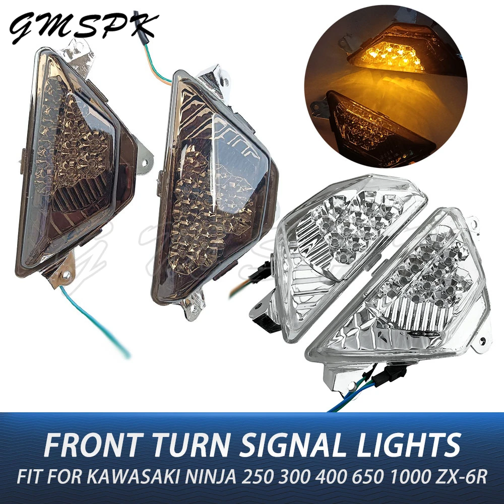 

Front LED Turn Signal Light Indicators Fit for KAWASAKI NINJA 250 300 13-18 NINJA 400 650 18-23 NINJA 1000 Z1000SX 17-19 ZX-6R
