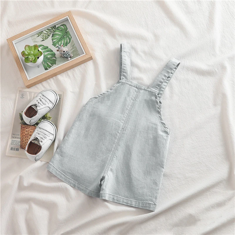 IENENS Baby Rompers Newborn Playsuits Boy Girl Overalls Dress Infant Summer Shorts Cotton Wash Blue Dungarees Toddler Jumpsuit