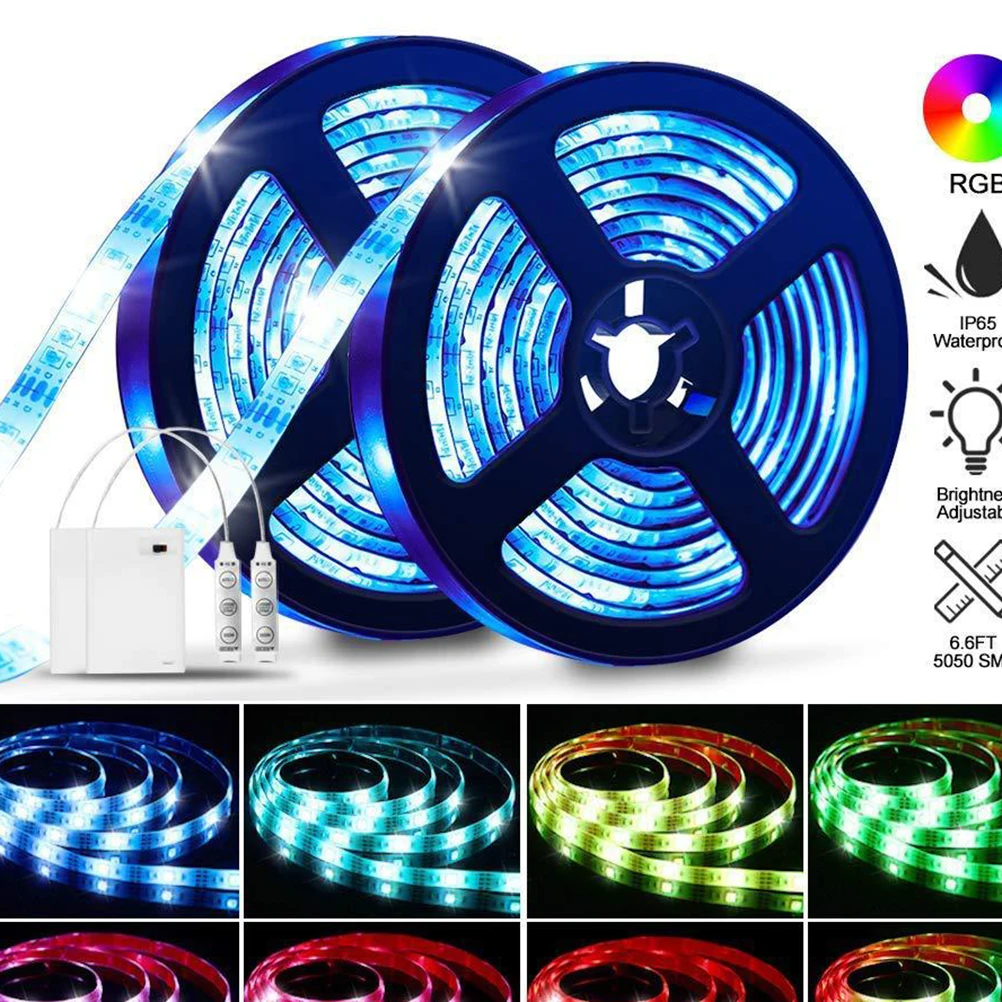 Bande lumineuse Led alimentée par 5V, 0.5M, variable, étanche, écologique, avec télécommande, ruban décoratif, pour la maison et le jardin