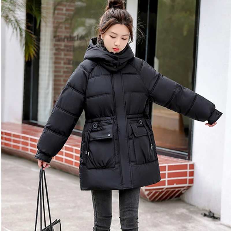 Piumino imbottito in cotone per donna Parka lungo con cappuccio Parka Cappotto imbottito caldo di alta qualità Moda coreana Inverno Nuovo 2024 Top