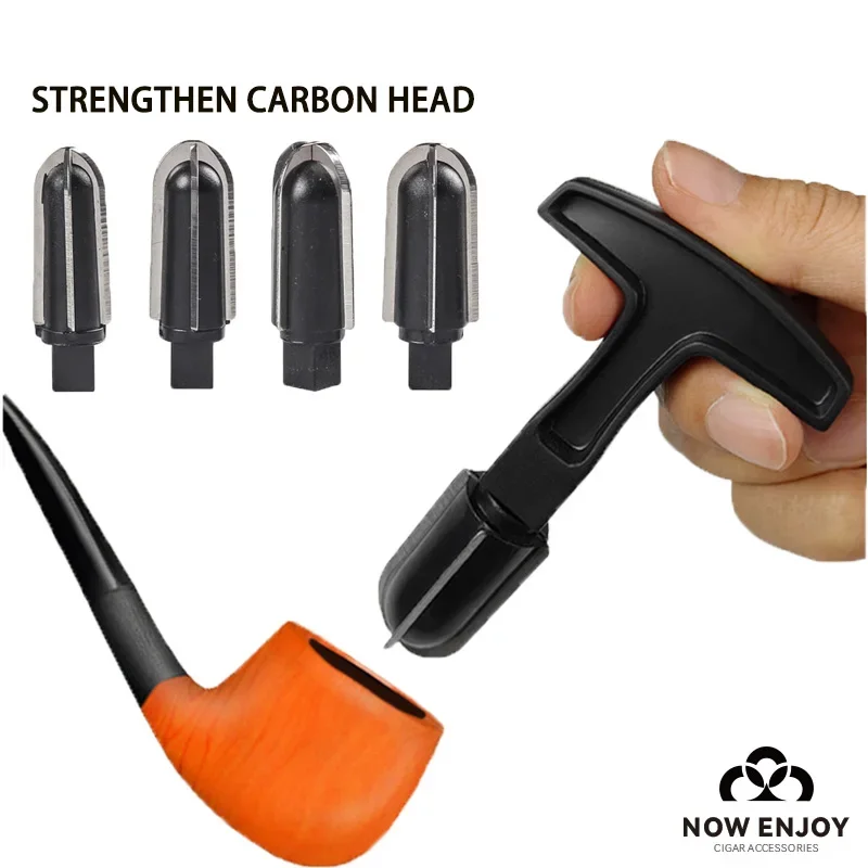 NOW NEJOY Tobacco Pipe Reamer Cleaner Kit With 4 Heads Blade Smoking Accessories Pipe Cleaner Handle Scraper Carbon Remover Tool