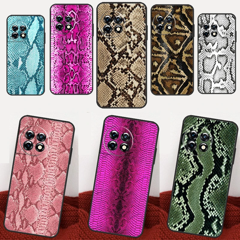 Snake Skin Print Case For Oneplus 10T 11 8T 9RT 10R 8 9 10 Pro Nord 2T N10 N20 N30 CE 2 3 Lite Back Cover