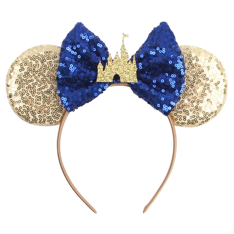 2024 Castle Fireworks Mickey Mouse Ear Headband for Adults Women Bows Hair Accessories Aladdin Hairbands Kid Girls Party Gifts