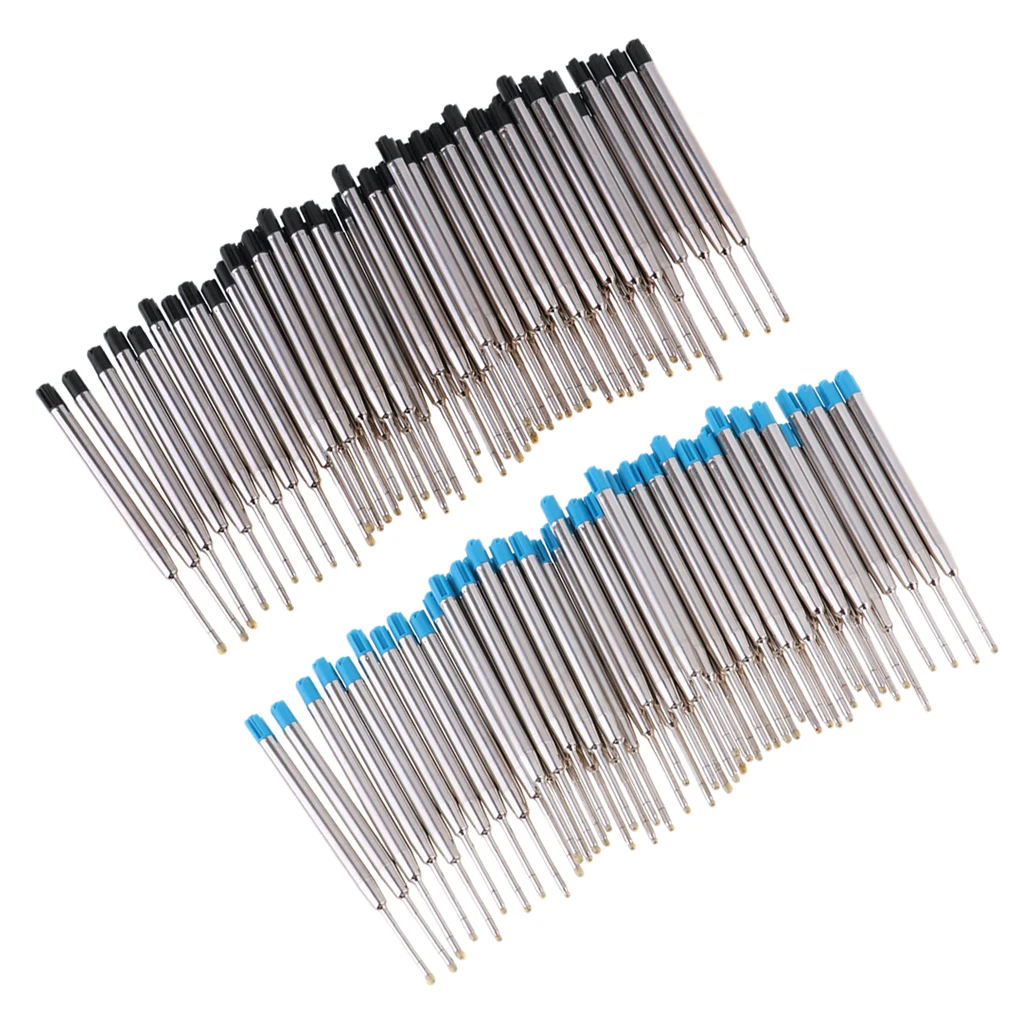 Suave caneta esferográfica durável recargas, escrevendo para adulto, 50 pcs