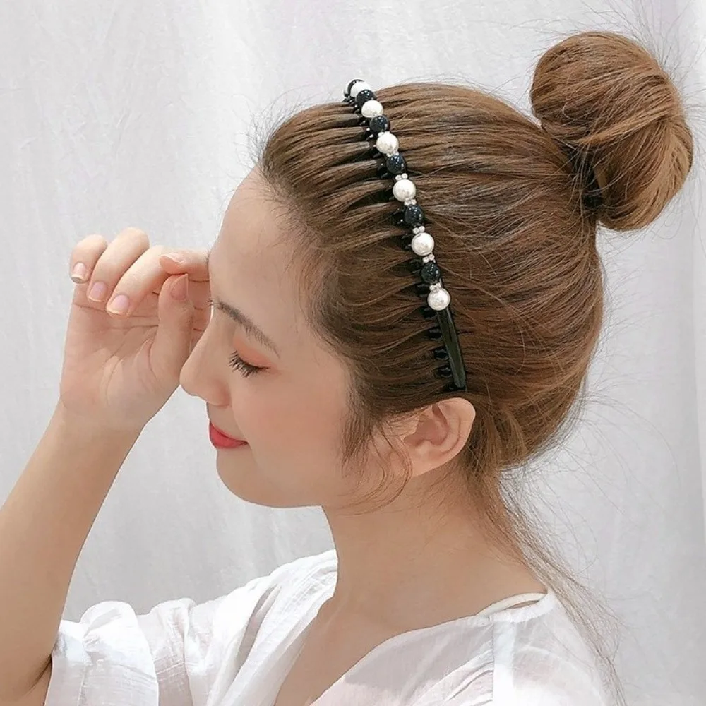 

Wild Simple Rhinestone Toothed Non-slip Women Hair Accessories Wash Face Hair Hoop Hair Band Pearl Headband