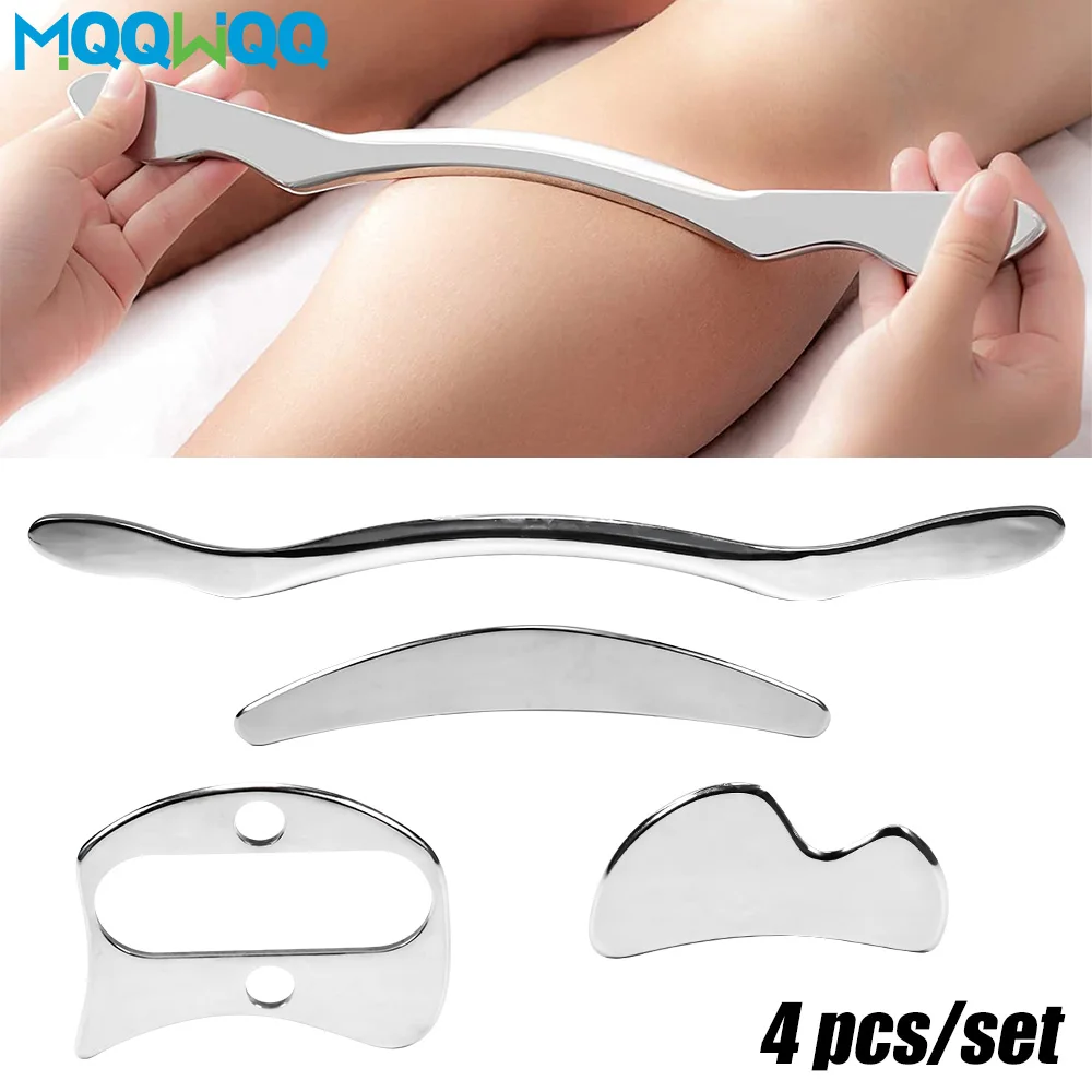 

4Pcs Stainless Steel Gua Sha Scraping Massage Tool Set Muscle Scraper Soft Tissue Back Neck Legs Arms Shoulder Physical Therapy