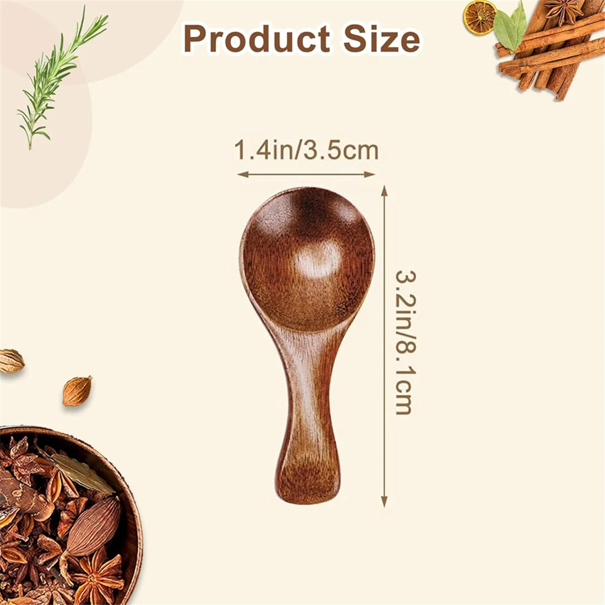 9PCS Small Wooden Spoons, 3.2 Inch Small Wooden Spoons for Jars, Brown Mini Wood Teaspoons for Serving Ice Cream Honey