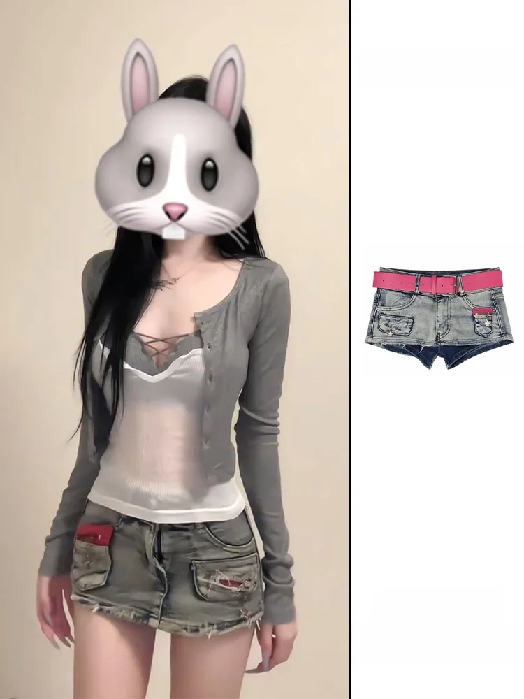 

Low Waist Denim Shorts Women's Sexy Hot Girl Early Autumn 2025 New Slim Fit Half Skirt A-Line Hot Pants Skirt Commute Style Z...