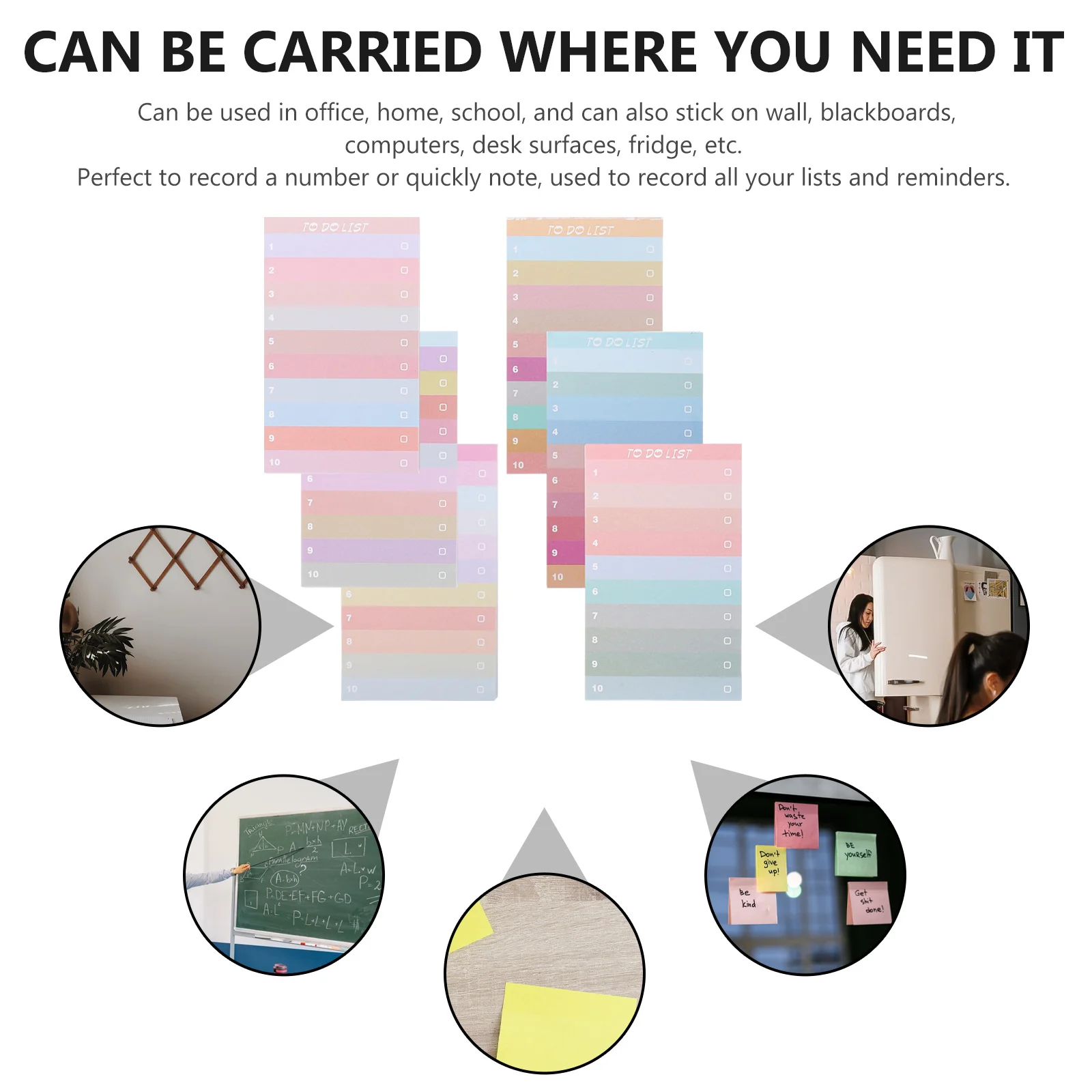 

6Pcs Colorful Note Pads Adhesive Memo Stickers for Office School Home Use Compact Note Pads Daily Use Memo Accessory