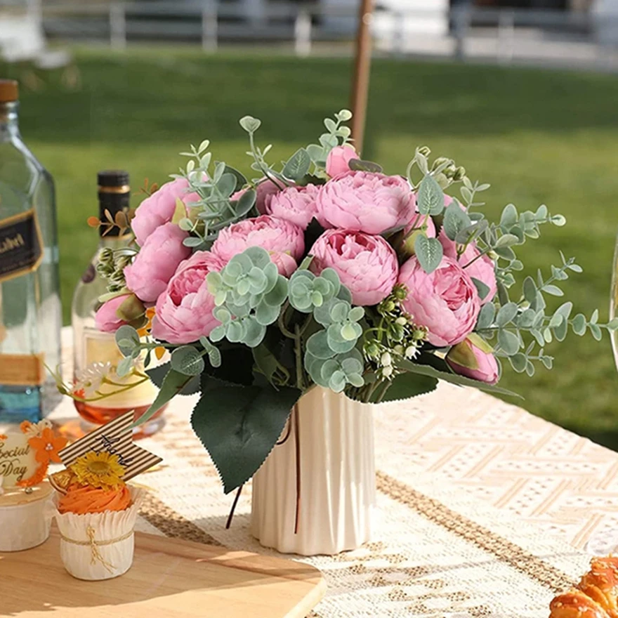 

Artificial Flowers Silk Peony Rose Bouquet 30cm Christmas Decorations Home Living Room Flowers Wedding Party Fresh Centrepiece