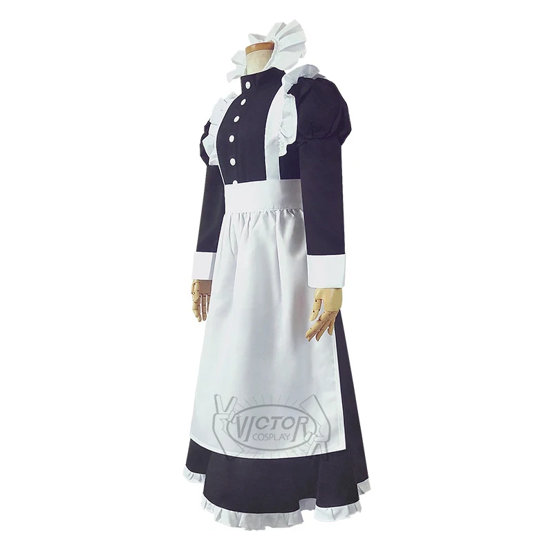 Vestido largo clásico de sirvienta para hombre y mujer, traje de sirvienta blanco y negro, traje de Cosplay para fiesta de Halloween