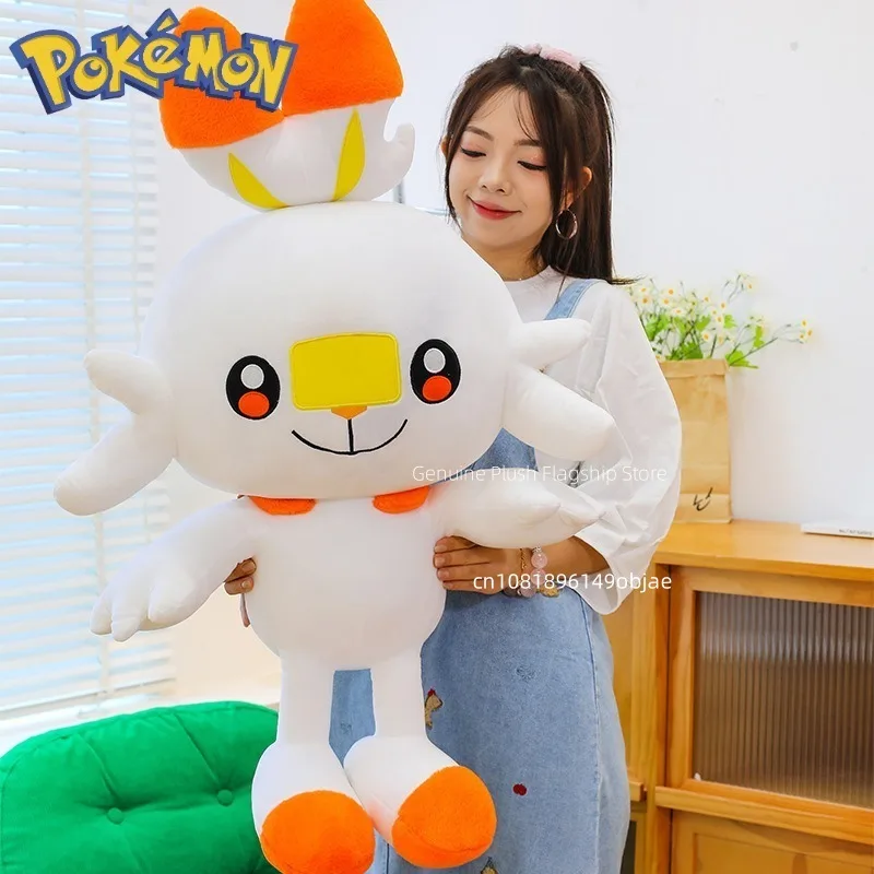 

50/70/90cm Big Size Pokemon Scorbunny Anime Plush Stuffed Doll Room Decoration Kawaii Plushies Pillow Ornaments Holiday Gifts