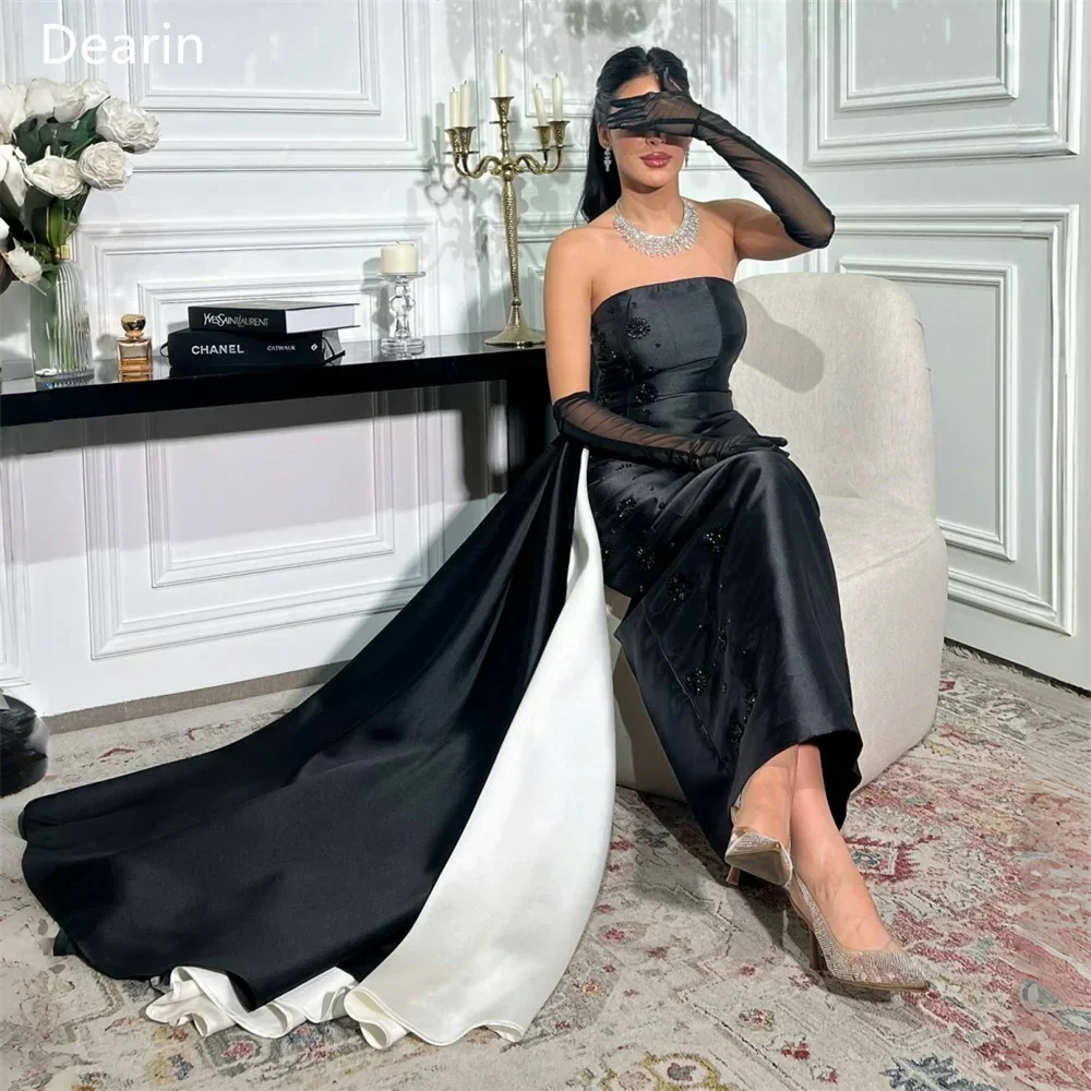 Customized Evening Dress Prom Gown Formal Women Dearin Strapless A-line Floor Length Skirts Draped Bespoke Occasion Dresses Part