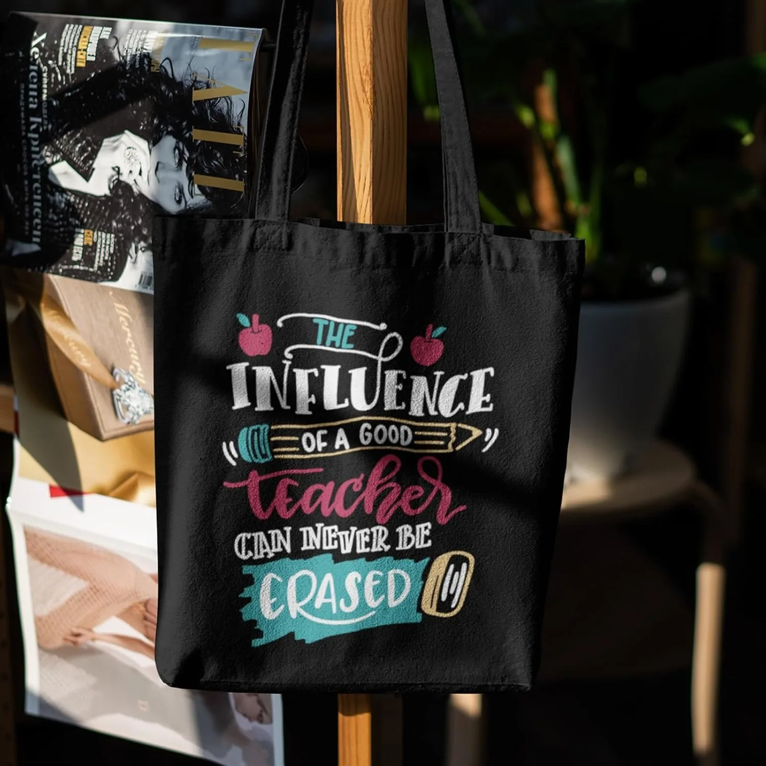 

Teacher Appreciation Gifts for Women, Birthday Graduation Christmas Gifts for Teacher, Canvas Tote Bag Black