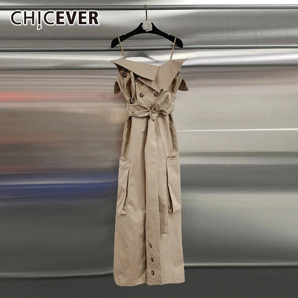 

CHICEVER хаки сращенный комбинезон нестандартной формы для женщин квадратный воротник без рукавов с высокой талией лоскутные тонкие комбинезоны на шнуровке женские