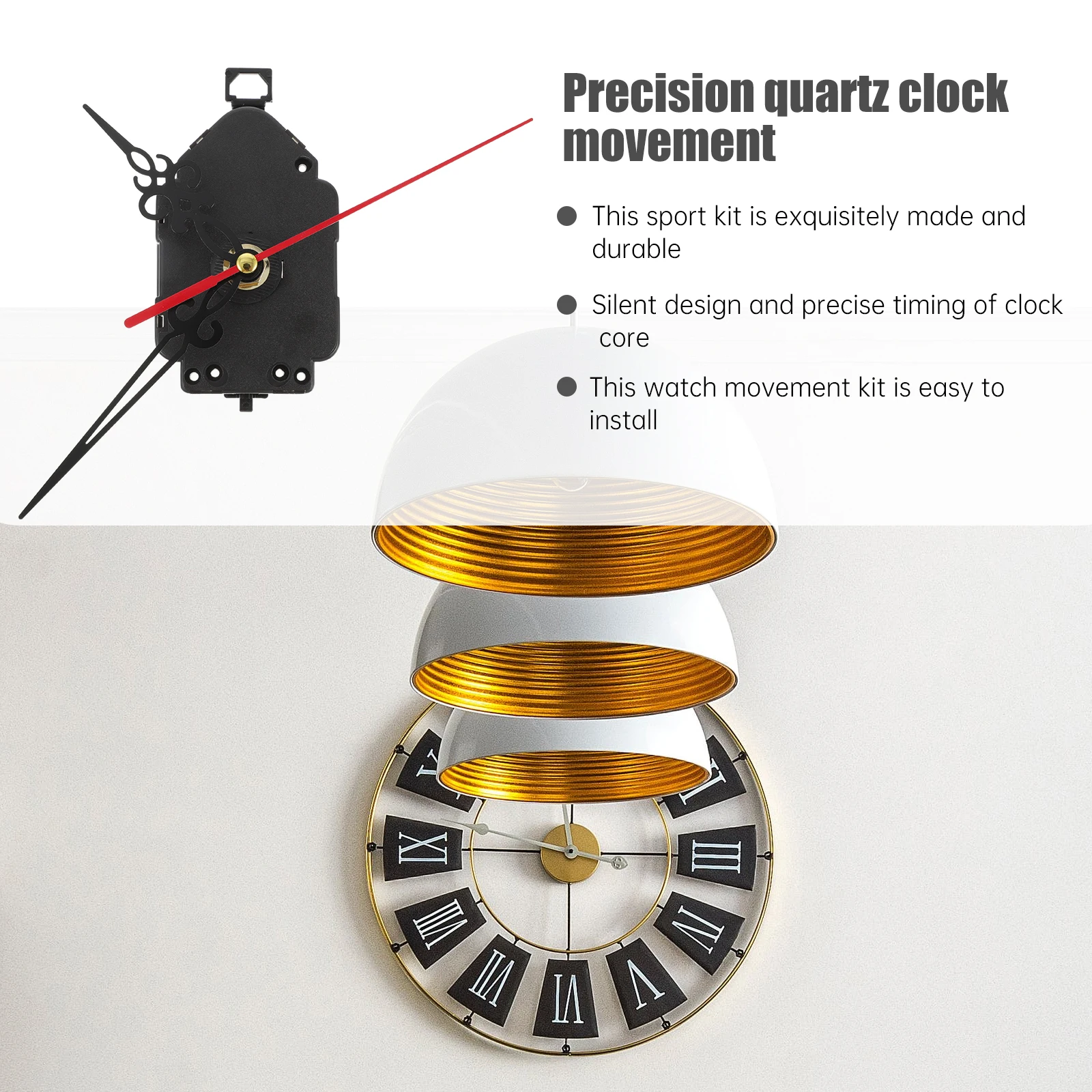 

Durable Clock Movement Kit Black Swing Wall 6MM Thread 14MM DIY Replace Parts Home Craft Accessories Precision